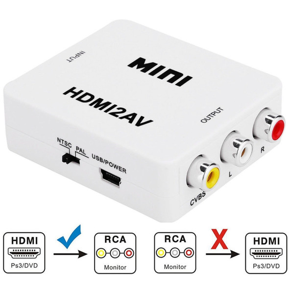 VK-126 MINI HDMI to CVBS/L+R Audio Converter Adapter (Scaler)(White)