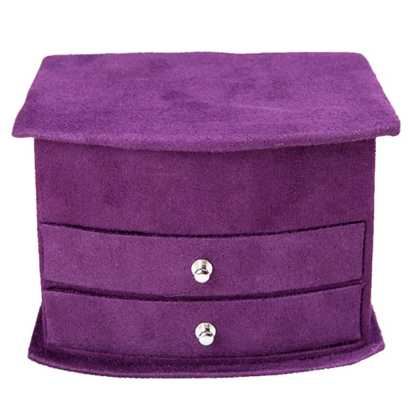 Velvet Three Layers Portable Multi-functional Necklace Rings Jewelry Boxes(Purple)