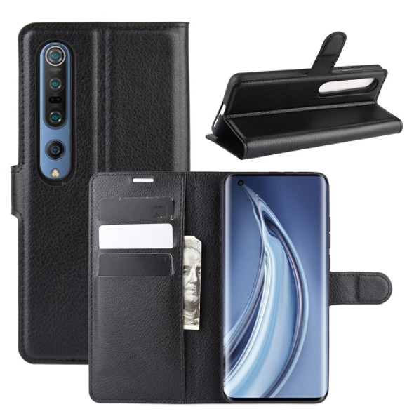For Xiaomi Mi 10 Litchi Texture Horizontal Flip Protective Case with Holder & Card Slots & Wallet(Black)