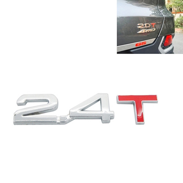3D Universal Decal Chromed Metal 2.4T Car Emblem Badge Sticker Car Trailer Gas Displacement Identification, Size: 8.5x2.5 cm