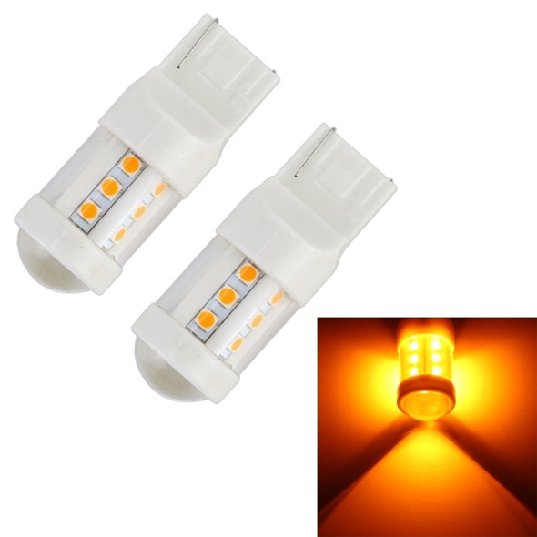 2 PCS T20 / 7440 4.5W DC 12V Car Auto Ceramics Turn Lights 18LEDs SMD-3030 Lamps, with Projector Lens (Orange Light)