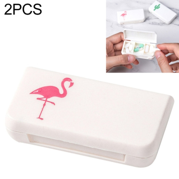 2 PCS Portable Mini Pill Case Medicine Boxes 3 Grids Travel Home Medical Drugs Container Holder Cases Storage Box(Flamingo)