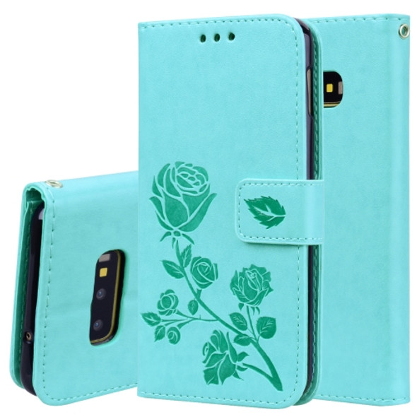 Rose Embossed Horizontal Flip PU Leather Case for Galaxy S10e, with Holder & Card Slots & Wallet (Green)