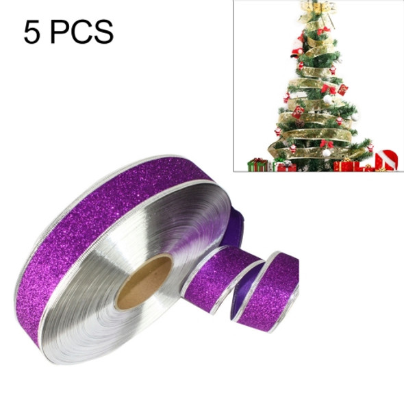 5 PCS 2m Christmas Party Decoration Glitter Powder Christmas Tree Decoration Ribbon(Purple)