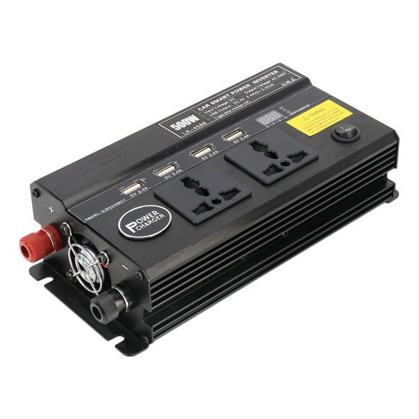 500W DC 12V to AC 220V Car Multi-functional 4588 Smart Power Inverter(Black)