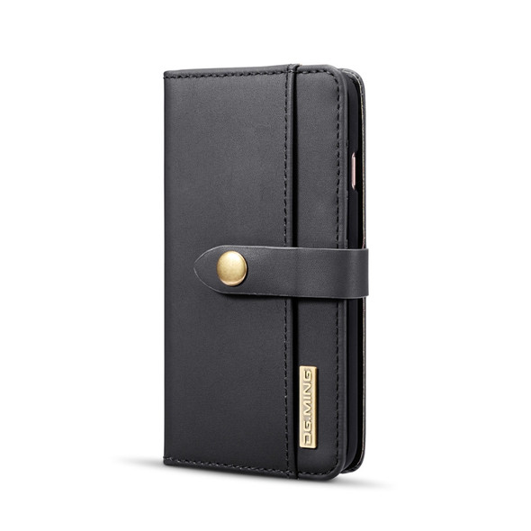DG.MING Lambskin Detachable Horizontal Flip Magnetic Case for iPhone 8 & 7, with Holder & Card Slots & Wallet (Black)
