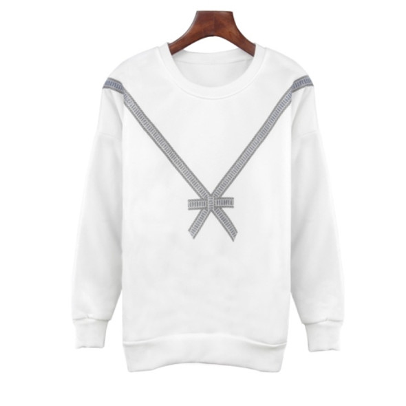 Personalized Loose Printed Sweatshirt (Color:White Size:M)