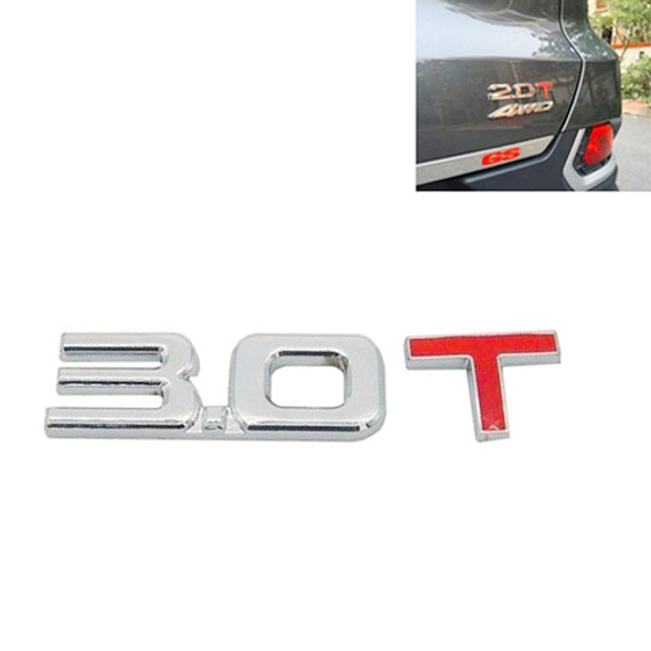 3D Universal Decal Chromed Metal 3.0T Car Emblem Badge Sticker Car Trailer Gas Displacement Identification, Size: 8.5x2.5 cm