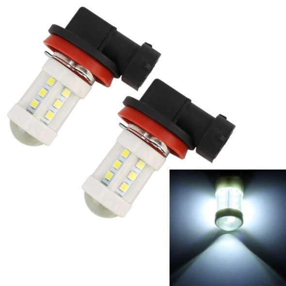 2 PCS H11 4.5W DC 12V 6000K 360LM Car Auto Ceramics Fog Light 18LEDs SMD-3030 Lamps, with Projector Lens(White Light)