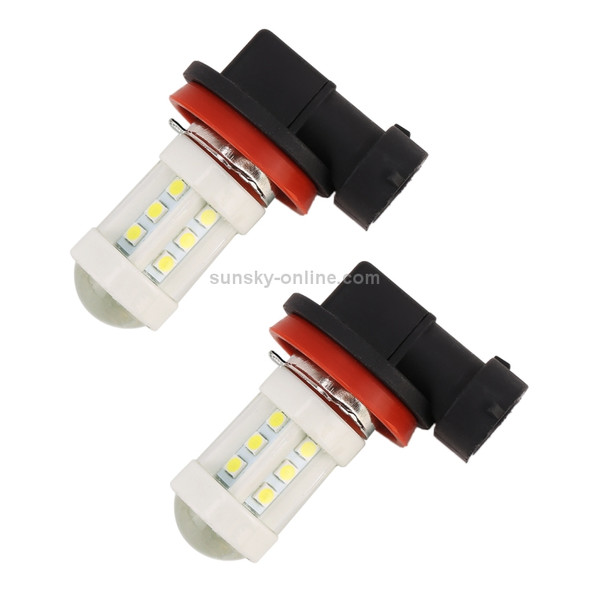 2 PCS H11 4.5W DC 12V 6000K 360LM Car Auto Ceramics Fog Light 18LEDs SMD-3030 Lamps, with Projector Lens(White Light)