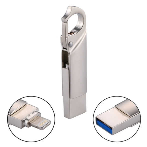 RQW-10F 2 in 1 USB 2.0 & 8 Pin 128GB Keychain Flash Drive, for iPhone & iPad & iPod & Most Android Smartphones & PC Computer