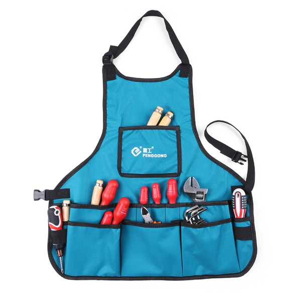 PENGGONG Waterproof Canvas Gardening Apron Tools Bag Electrician Tool Organizer For Toolkit(Blue)