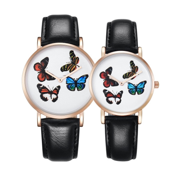 CAGARNY 6812 Round Dial Alloy Gold Case Fashion Couple Watch Men & Women Lover Quartz Watches with PU Leather Band