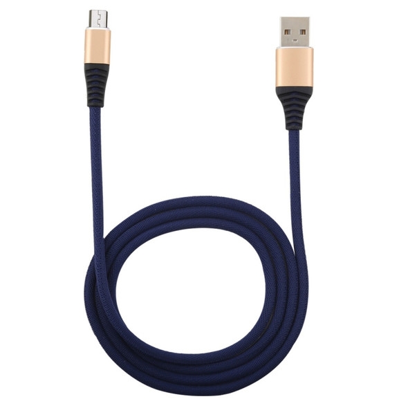 1m Cloth Braided Cord USB A to Micro USB Data Sync Charge Cable, For Galaxy, Huawei, Xiaomi, LG, HTC and Other Smart Phones (Dark Blue)