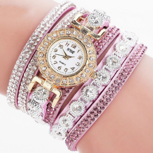 2 PCS Small Dial Diamond-plated Winding Bracelet Quartz Watch(Purple)