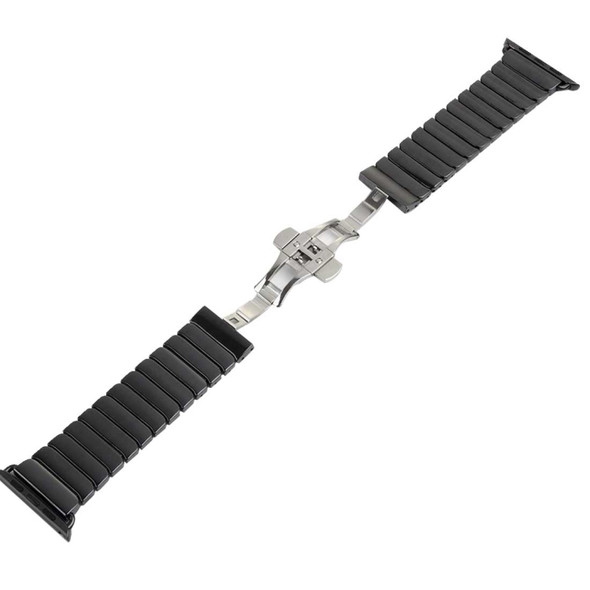 For Apple Watch Series 3 & 2 & 1 38mm Delicate Ceramics Wrist Watch Band(Black)
