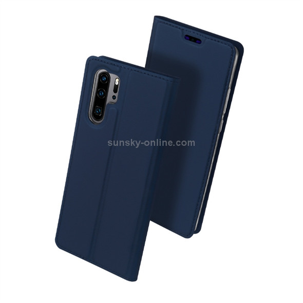DUX DUCIS Skin Pro Series Horizontal Flip PU + TPU Leather Case for Huawei P30 Pro, with Holder & Card Slots (Blue)