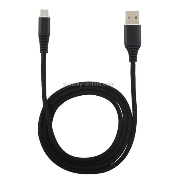 1m Cloth Braided Cord USB A to Type-C Data Sync Charge Cable, For Galaxy, Huawei, Xiaomi, LG, HTC and Other Smart Phones (Black)