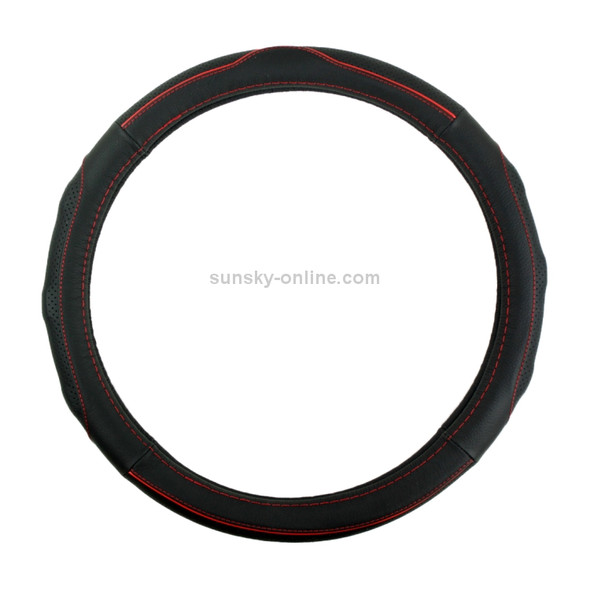Universal Car PU Leather Steering Wheel Cover, Diameter: 38cm (Red)