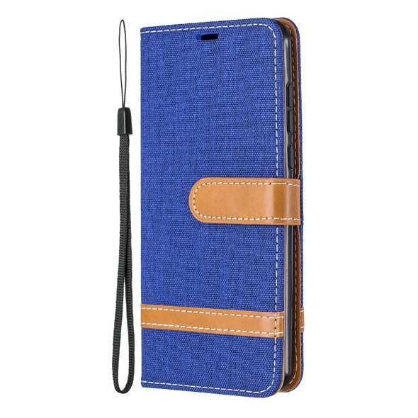 For Huawei P40 Color Matching Denim Texture Horizontal Flip Leather Case with Holder & Card Slots & Wallet & Lanyard(Royal Blue)