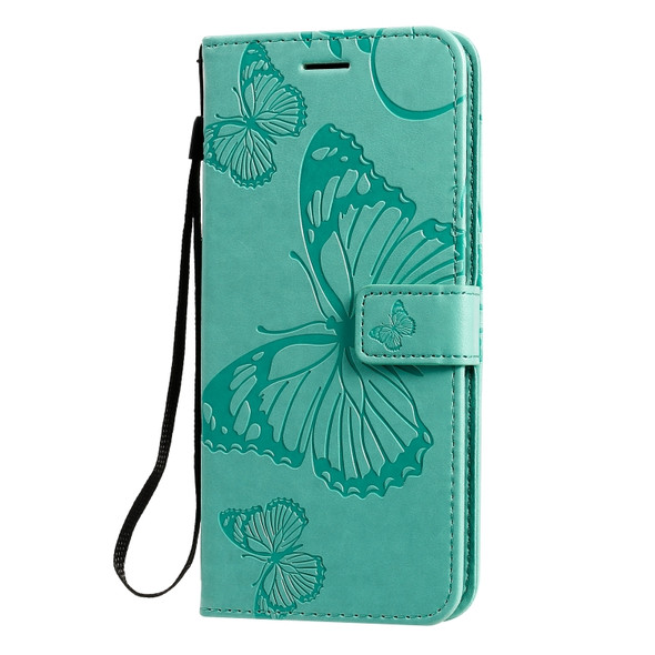 For Xiaomi Redmi Note 8T Pressed Printing Butterfly Pattern Horizontal Flip PU Leather Case with Holder & Card Slots & Wallet & Lanyard(Green)