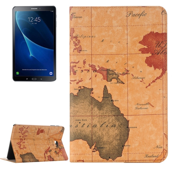 For Galaxy Tab A 10.1 / T580 Map Texture Horizontal Flip Leather Case with Holder & Card Slots & Wallet, Random Texture Delivery(Brown)