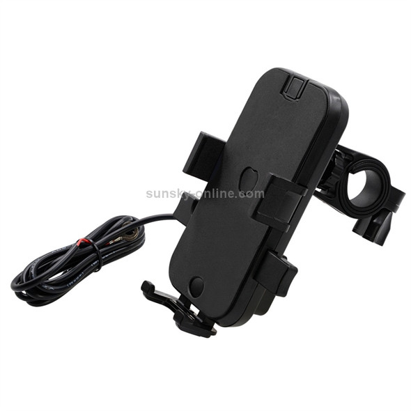 CS-344C1 Motorcycle Chargeable Automatic Lock Mobile Phone Holder, Handlebar Version (Black)