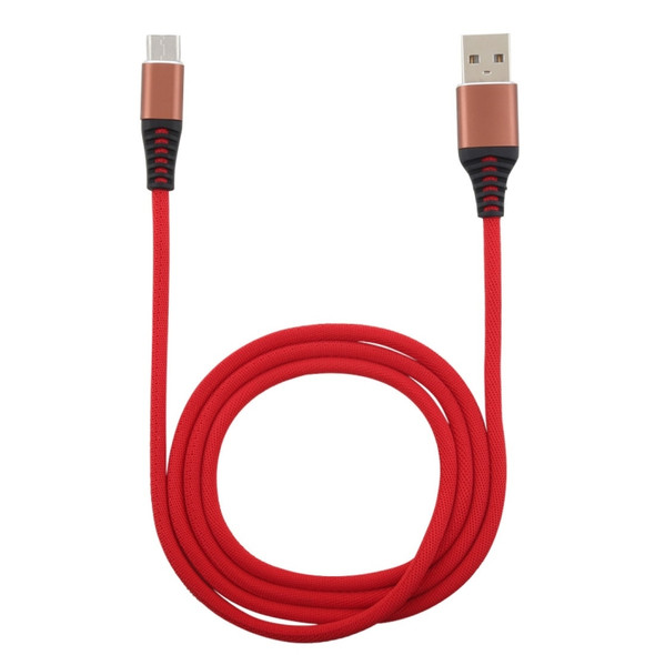 1m Cloth Braided Cord USB A to Type-C Data Sync Charge Cable, For Galaxy, Huawei, Xiaomi, LG, HTC and Other Smart Phones (Red)