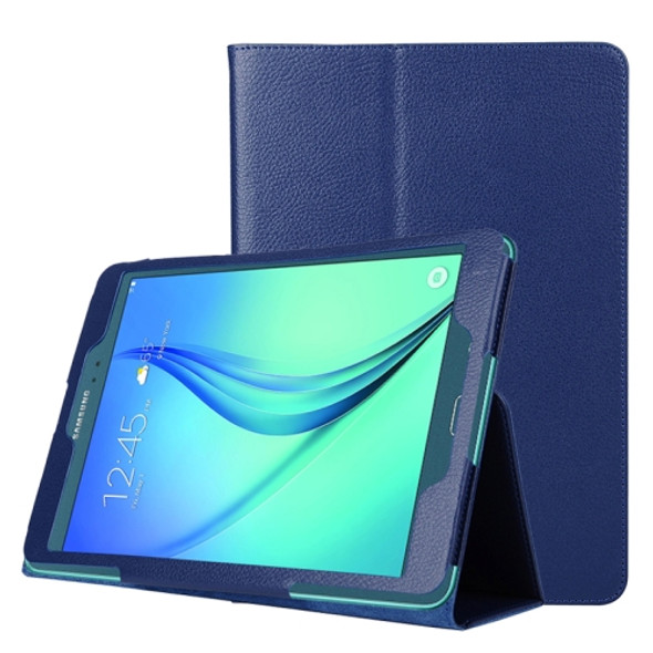 Litchi Texture Horizontal Flip Solid Color Leather Case with Two-Folding Holder for Galaxy Tab A 9.7 / T550(Dark Blue)