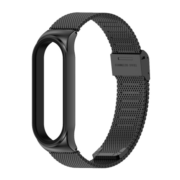 Mijobs Metal Strap for Xiaomi Mi Band 3 & 4 Screwless Buckle Style Stainless Steel Bracelet Wristbands Replace Accessories, Host not Included(Black)