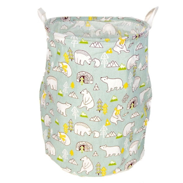 2 PCS Home Dirty Clothes Sundries Storage Box Bag Creative Print Storage Bucket(Christmas Tree White Bear Cyan )