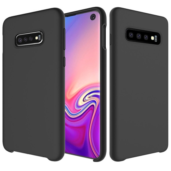 Shockproof Solid Color Liquid Silicone Case for Galaxy S10 (Black)