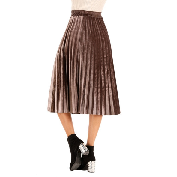 Women Gold Velvet Loose Skirt(Color:Brown Size:One Size)