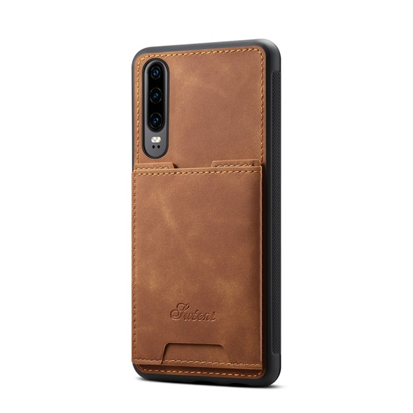PU + TPU Protective Case with Card Slots for Huawei P30(Brown)