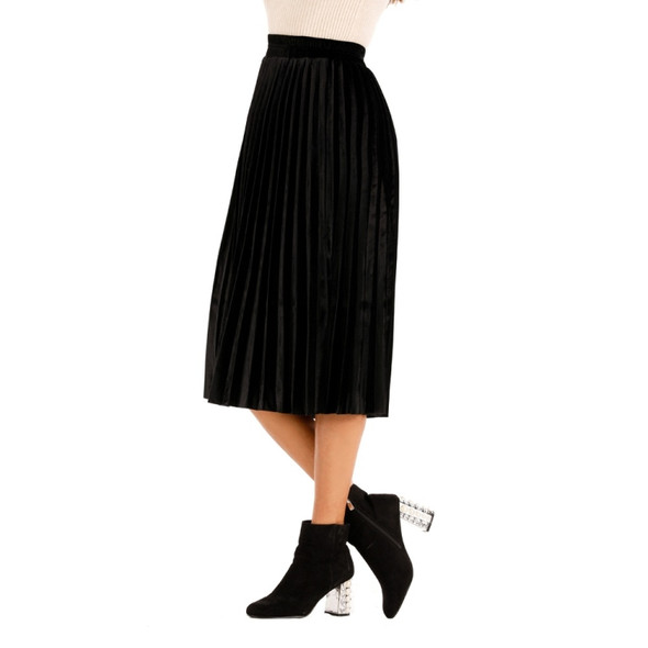Women Gold Velvet Loose Skirt(Color:Black Size:One Size)