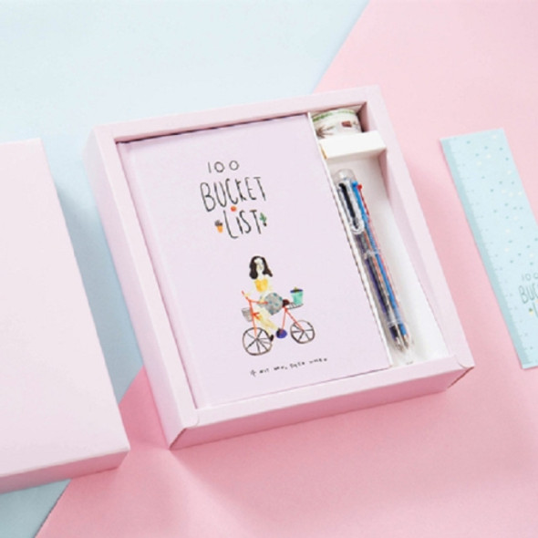 Planner Agenda Scheduler Notebook Stationery Gift with Pen & Stickers(Pink)