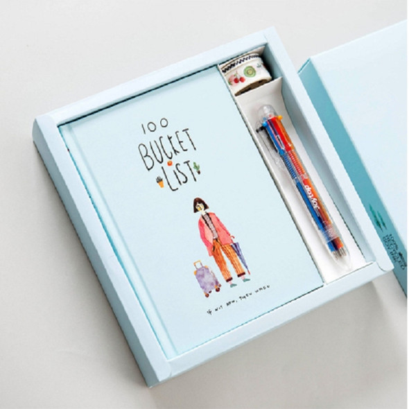 Planner Agenda Scheduler Notebook Stationery Gift with Pen & Stickers(Sky Blue)
