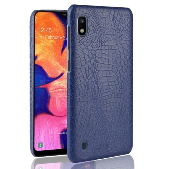 Shockproof Crocodile Texture PC + PU Case for Galaxy A10 (Blue)