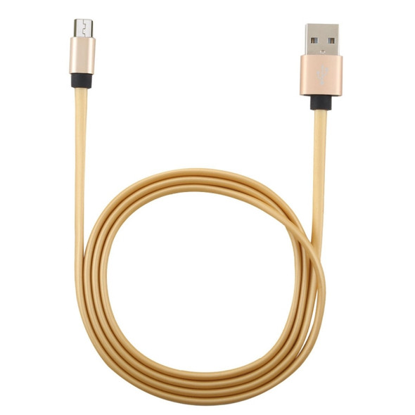 1m Flat Cord USB A to Micro USB Fast Charging Data Sync Charge Cable, For Galaxy, Huawei, Xiaomi, LG, HTC and Other Smart Phones (Gold)