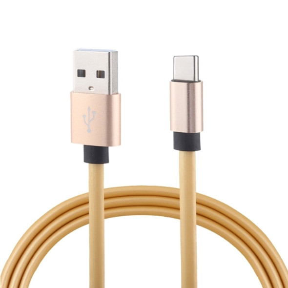 1m Flat Cord USB A to Type-C Fast Charging Data Sync Charge Cable, For Galaxy, Huawei, Xiaomi, LG, HTC and Other Smart Phones (Gold)