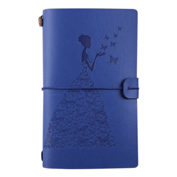 BSD020  Pretty Butterfly Lady Vintage Travelers Notebook Diary Notepad PU Leather Literature Journal Planners School Stationery(Blue)