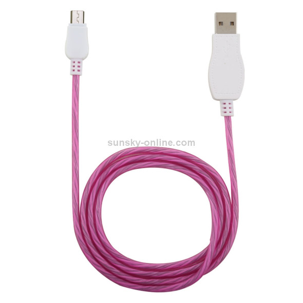 LED Flowing Light 1m USB A to Micro USB Data Sync Charge Cable, For Galaxy, Huawei, Xiaomi, LG, HTC and Other Smart Phones (Magenta)