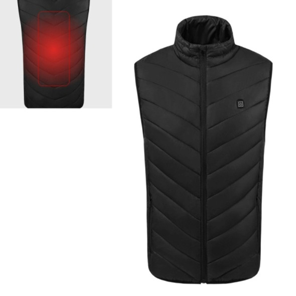 USB Security Smart Constant Temperature Fever Men Stand Collar Cotton Vest (Color:Black Size:S)