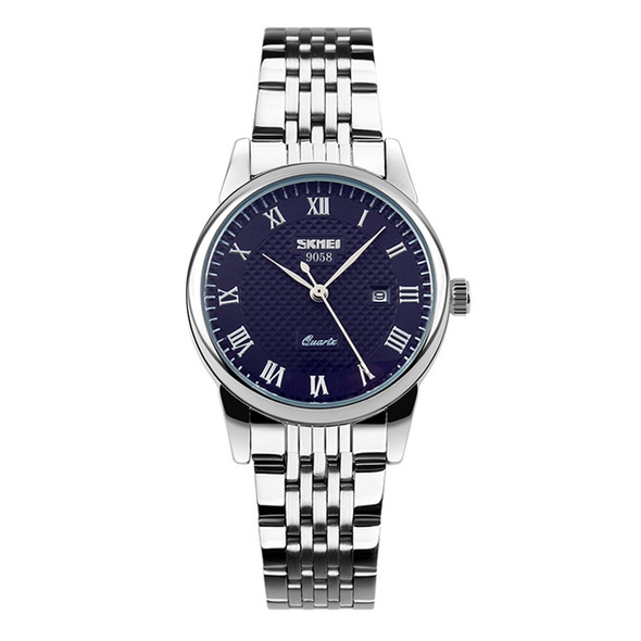 SKMEI 9058 Multifunctional Outdoor Fashion Waterproof Steel Strip Quartz Wrist Watch(Women Style Blue)