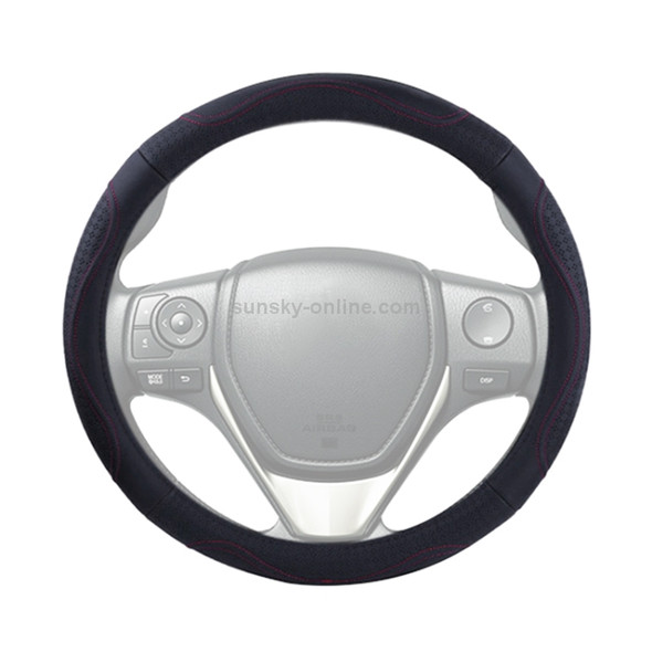 Universal Car Genuine Leather Embossing Steering Wheel Cover, Diameter: 38cm (Red)
