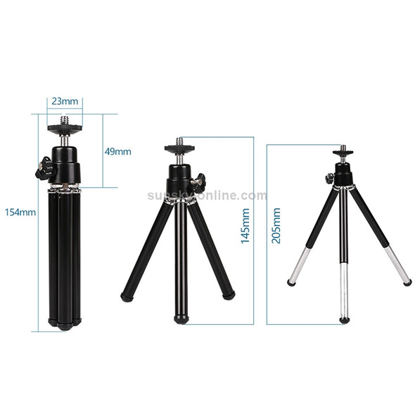 Portable Aluminum Tripod, For iPad, iPhone, Galaxy, Huawei, Xiaomi, LG, HTC and Other Smart Phones(Black)