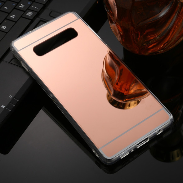 For Galaxy S10+ TPU + Acrylic Luxury Plating Mirror Phone Case Cover(Rose Gold)