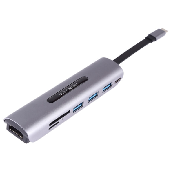 V157A 7 in 1 USB-C / Type-C to PD + USB 3.0 x 3 + SD + TF + HDMI Ports HUB Docking Station & Cardreader