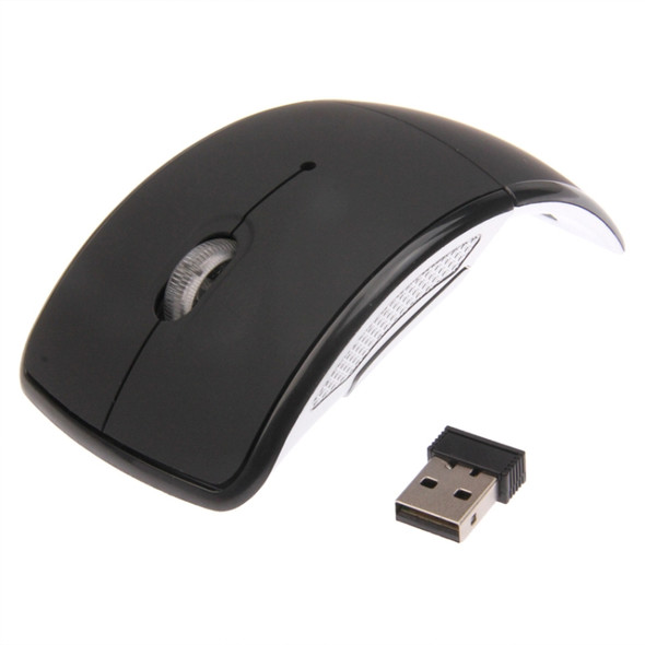 Wireless 2.4GHz 800-1200-1600dpi Snap-in Transceiver Folding Wireless Optical Mouse / Mice(Black)