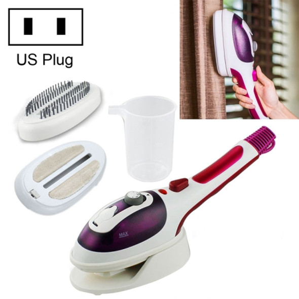 Multifunction Household Handheld Steamer Travel Portable Hand - Held Steam Hanging Hot Machine Ceramic Bottom with Flannelette Brush & Hair Brush & Measuring Cup, US Plug(Purple)